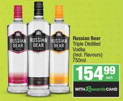 Russian Bear Triple Distilled Vodka-750ml Each