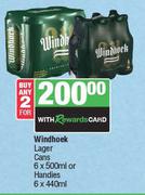 Windhoek Lager Cans 6 x 500ml Or Handies 6 x 440ml-For 2