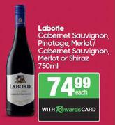 Laborie Cabernet Sauvignon,Pinotage,Merlot/Cabernet Sauvignon,Merlot Or Shiraz-750ml Each