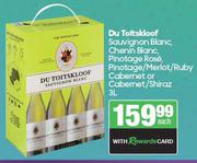 Du Toitskloof Sauvignon Blanc,Chenin Blanc,Pinotage Rose,Pinotage/Merlot/Ruby-3L Each