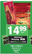 Fatti's & Moni's Macaroni Or Spaghetti-500g Each
