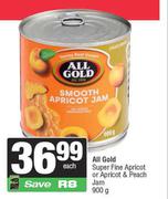 All Gold Super Fine Apricot Or Apricot & Peach Jam-900g Each