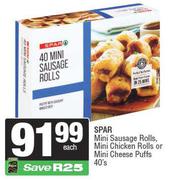 Spar Mini Sausage Rolls, Mini Chicken Rolls Or Mini Cheese Puffs-40's Pack