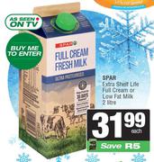 Spar Extra Shelf Life Full Cream Or Low Fat Milk-2L