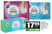 Lil-Lets Maxi Or Ultra Sanitary Pads 8s/10s Or Pantyliners 20s