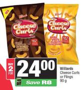 Willards Cheese Curls Or Flings-For 2 x 90g