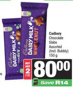 Cadbury Chocolate Slabs Assorted (Incl Bubbly)-For Any 2 x 150g