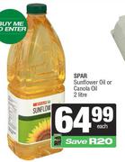 Spar Sunflower Oil Or Canola Oil-2Ltr Each