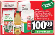 Sasko Parboiled Rice 1Kg,Sunflower Cooking Oil 750ml,Cake Flour 1Kg,Maize Meal & White Sugar 1Kg
