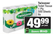 Twinsaver Toilet Tissue 1 Ply 500 Sheets-8s Per Pack