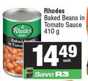 Rhodes Baked Beans In Tomato Sauce-410g