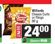 Willards Cheese Curls Or Flings-For 2 x 90g