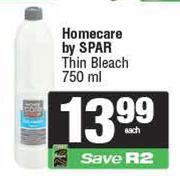 Homecare By Spar Thin Bleach-750ml