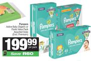 Pampers Active Baby Diapers Or Pants Value Pack Assorted Sizes-Per Pack