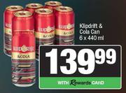 Klipdrift & Cola Can-6 x 440ml