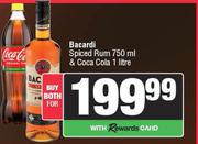 Bacardi Spiced Rum 750ml & Coca Cola 1L-For Both