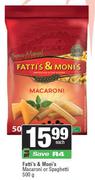 Fatti's & Moni's Macaroni Or Spaghetti-500g Each