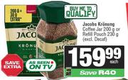 Jacobs Kronung Coffee Jar 200g Or Refill Pouch 230g-Each