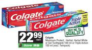 Colgate Maximum Protect,Herbal White Or Gel Toothpaste 100ml Or Triple Action 150ml-Each