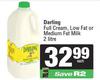 Darling Full Cream, Low Fat Or Medium Fat Milk-2L