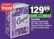 Carnival NL Sweet Red,Dry Red,White,NL Sweet White Or NL Sweet Rose-3L