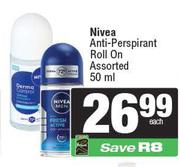 Nivea Anti Perspirant Roll On Assorted-50ml