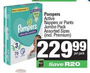 Pampers Active Nappies Or Pants Jumbo Pack Assorted Sizes-Per Pack