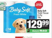 Baby Soft Toilet Tissue 2 Ply-18s Per Pack