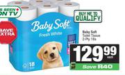   Baby Soft Toilet Tissue 2 Ply18s Assorted-Each