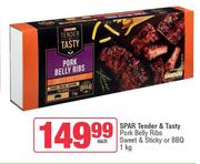 Spar Tender & Tasty Pork Belly Ribs Sweet & Sticky Or BBQ-1Kg