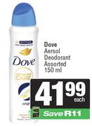Dove Aerosol Deodorant Assorted-150ml