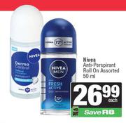 Nivea Anti Perspirant Roll On Assorted-50ml