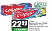 Colgate Maximum Protect,Herbal White Or Gel Toothpaste 100ml Or Triple Action 150ml-Each