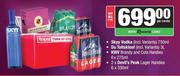 Skyy Vodka 750ml+Du Toitskloof 3L+KWV Brandy & Cola Handies 6x275ml+Devil's Peak Handies 2x6x330ml