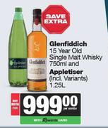 Glenfiddich 15 Year Old Single Malt Whisky 750ml & Appletiser 1.25L-For Both