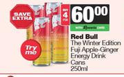 Red Bull The Winter Edition Fuji Apple Ginger Energy Drink Cans-For 4 x 250ml