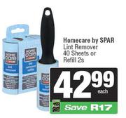 Homecare By Spar Lint Remover 40 Sheets Or Refill 2s