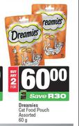Dreamies Cat Food Pouch Assorted-For 2 x 60g