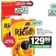 Nescafe Ricoffy Tin 750g Or Value Pack Pouch 800g-Each