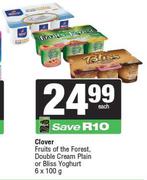 Clover Fruits Of The Forest, Double Cream Plain Or Bliss Yoghurt-6 x 100g