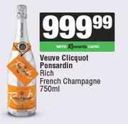 Vauve Clicquot Ponsardin Rich French Champagne-750ml