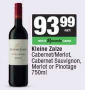 Kleine Zalze Cabernet/Merlot, Cabernet Sauvignon, Merlot Or Pinotage-750ml Each