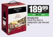 Drostdy Hof Claret Dry Red Or Adelpracht Late Harvest-5Ltr Each