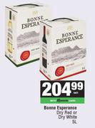 Bonne Esperance Dry Red Or Dry White-5Ltr Each