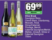 Olive Brook Sauvignon Blanc,Chenin Blanc,Chardonnay,Moscato,Rose,Shiraz/Cabernet,Pinotage-750ml EA