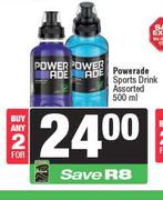 Powerade Sports Drink Assorted-For 2 x 500ml