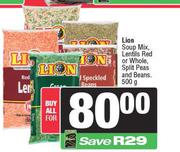 Lion Soup Mix,Lentils Red Or Whole,Split Peas & Beans-500g