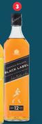 Johnnie Walker 12 Year Old Black Label Blended Scotch Whisky-750ml