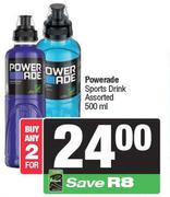 Powerade Sports Drink Assorted-For 2 x 500ml