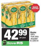 Rhodes 100% Fruit Juice Assorted-6 x 200ml